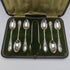 6 English antique silver plated teaspoon & tongs set in case